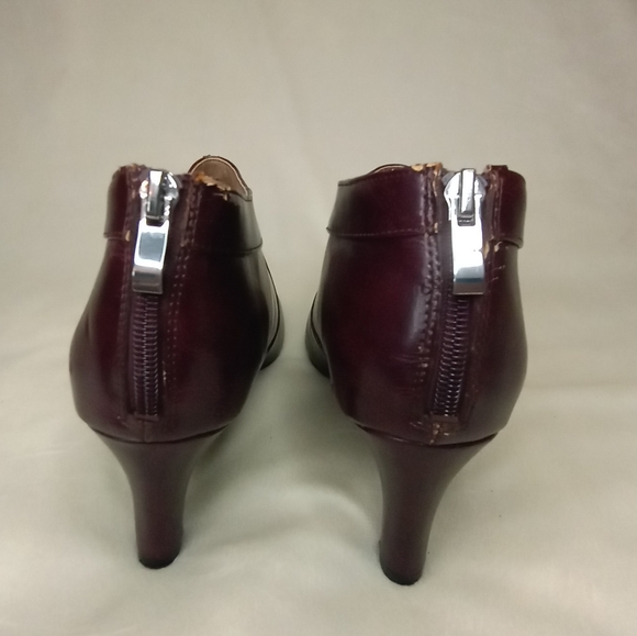 Life Stride Leather Burgundy Georgia Maroon Boho Moto Ankle Boot In Pinot Noir - Picture 9 of 10